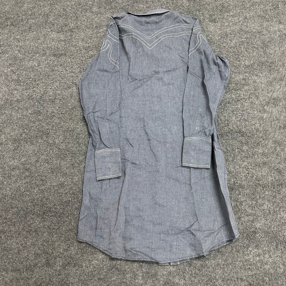 Ariat Dress Womens Size M Blue Cotton Western Chambray Long Sleeve Shirt Dress